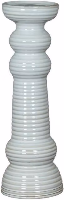 Lemon Pavilion Furniture and Decor White Ceramic Large Pillar Candle Holder, W/D/H: 12 x 12 x 38 cm