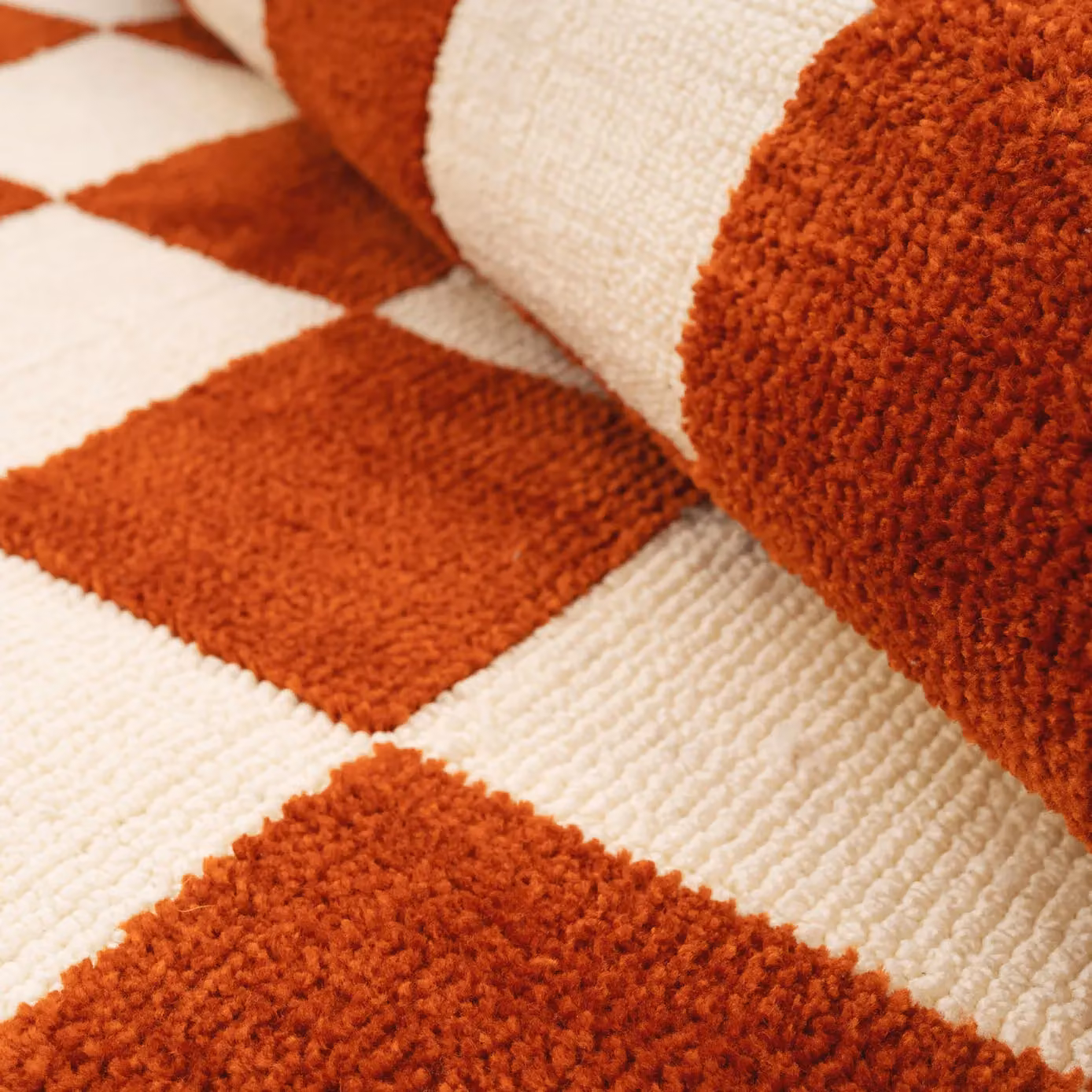 Kukoon Red Retro Checkerboard Hand Tufted Rectangular Living Area Rug W: 160 cm, D: 230 cm – 3