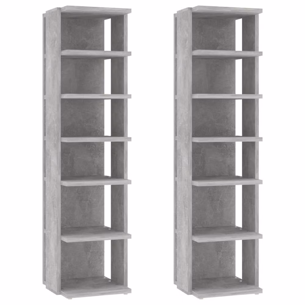 Berkfield Home Set of 2 Wall Mounted Shoe Cabinets in Concrete Grey, W/D/H: 25 x 27 x 102 cm – 2