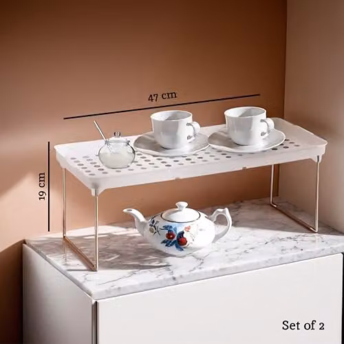 Orsina Adjustable White and Grey Plastic Kitchen Shelf Inserts – 2