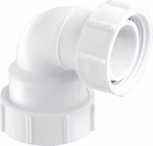 McAlpine 1.25 inch 95 Degree Multifit Bend with BSP Coupling Nut, White