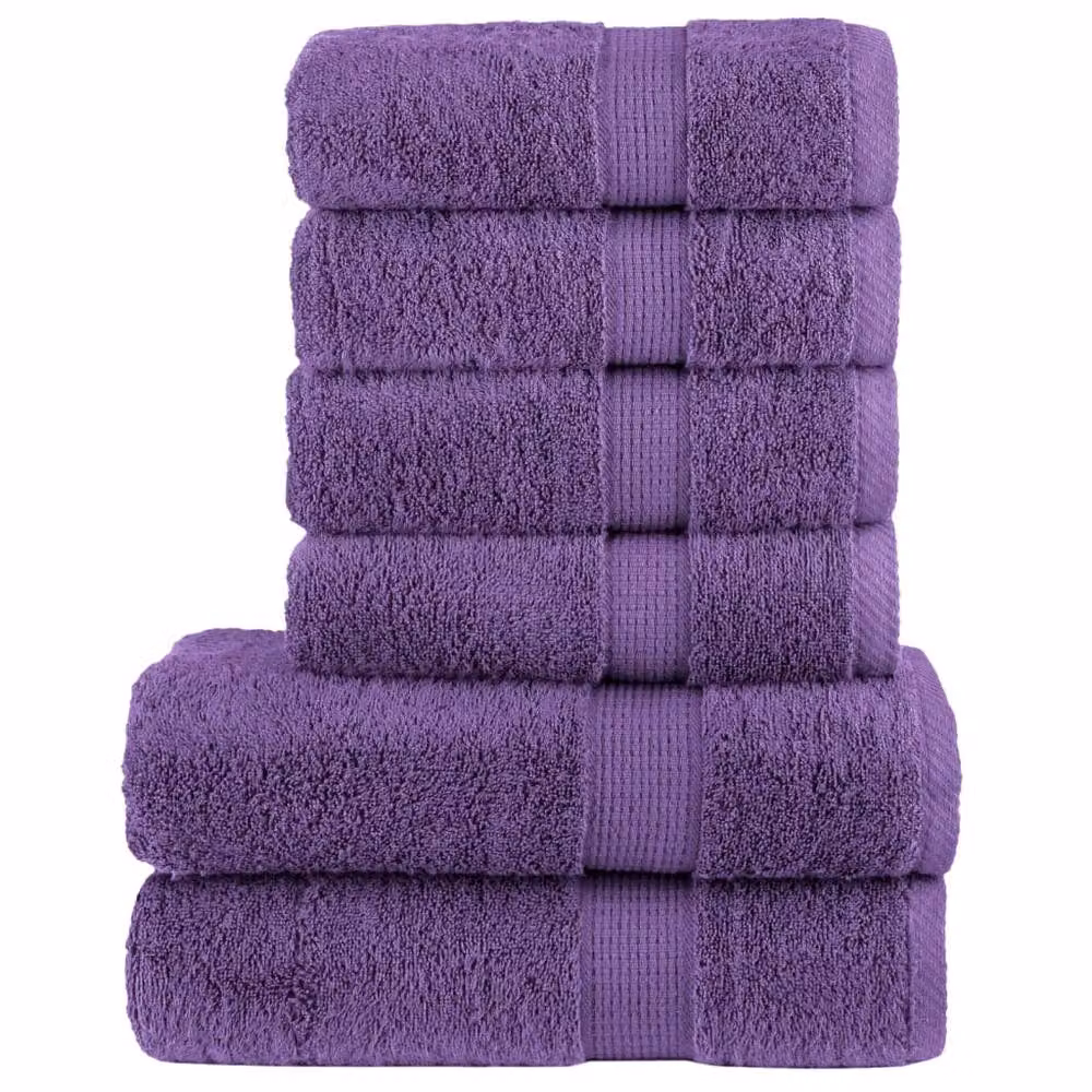 Berkfield Home SOLUND 6 Piece Premium Cotton Terry Towel Set in Purple, 600 gsm – 2