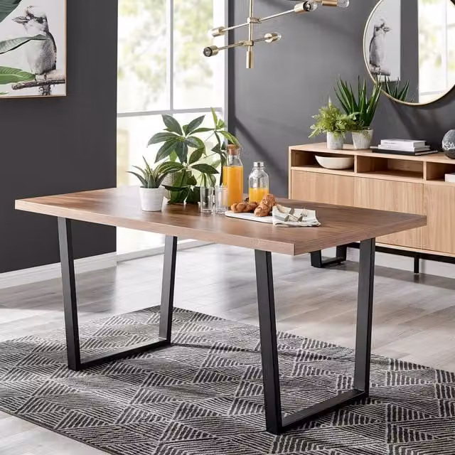 FurnitureboxUK Kylo 160cm Rectangular 6-Seater Dining Table in Brown and Black – 1