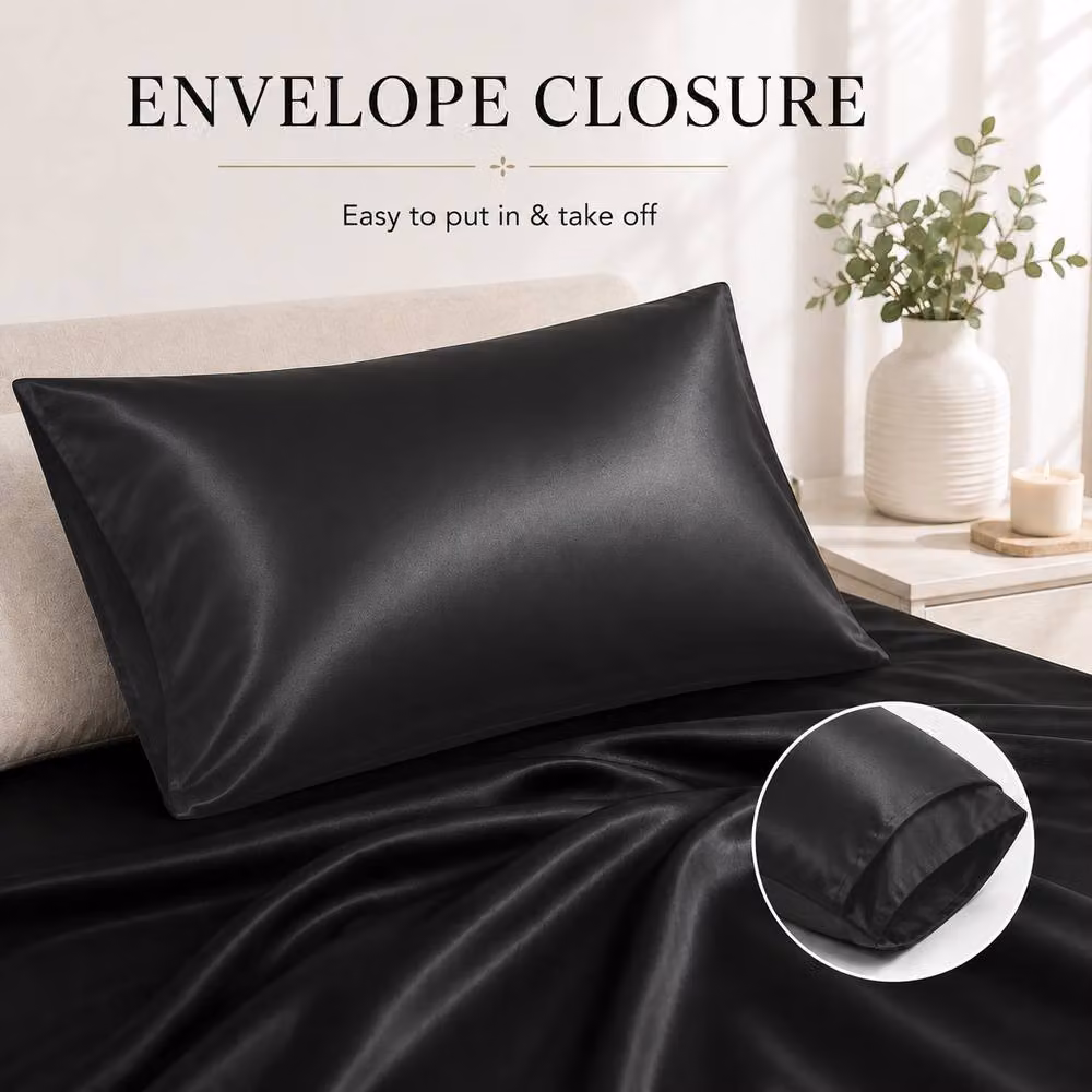 Pamposh Luxury Satin Silk Pillowcase Set of 6 in Midnight Blue – 5
