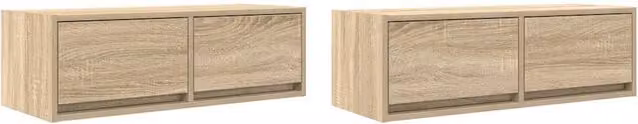 Berkfield Home 2-Piece Sonoma Oak TV Cabinets in Light Tan, W/D/H: 80 x 31 x 25.5 cm