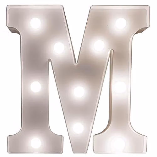 mysmartbuy White Battery Powered 3D LED Letter M Light, H 22 x W 14 x D 3 cm – 1