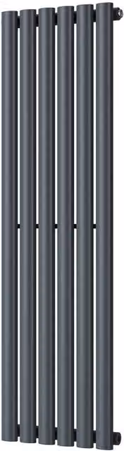 UK Radiators Omeara Anthracite Elliptical Tube Vertical Designer Radiator, H 120 cm x W 34.8 cm