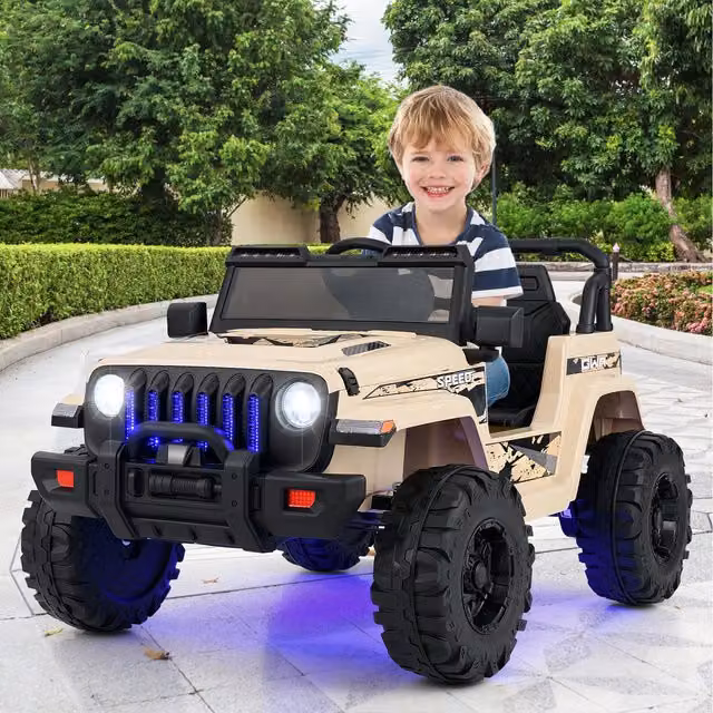 Costway Kids Electric Ride on Truck in Beige