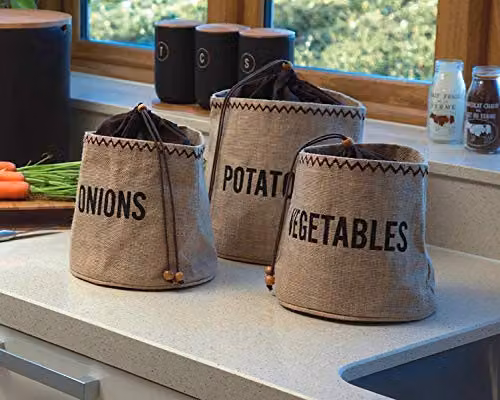 KitchenCraft Brown Fabric Vegetable Storage Bag – 2