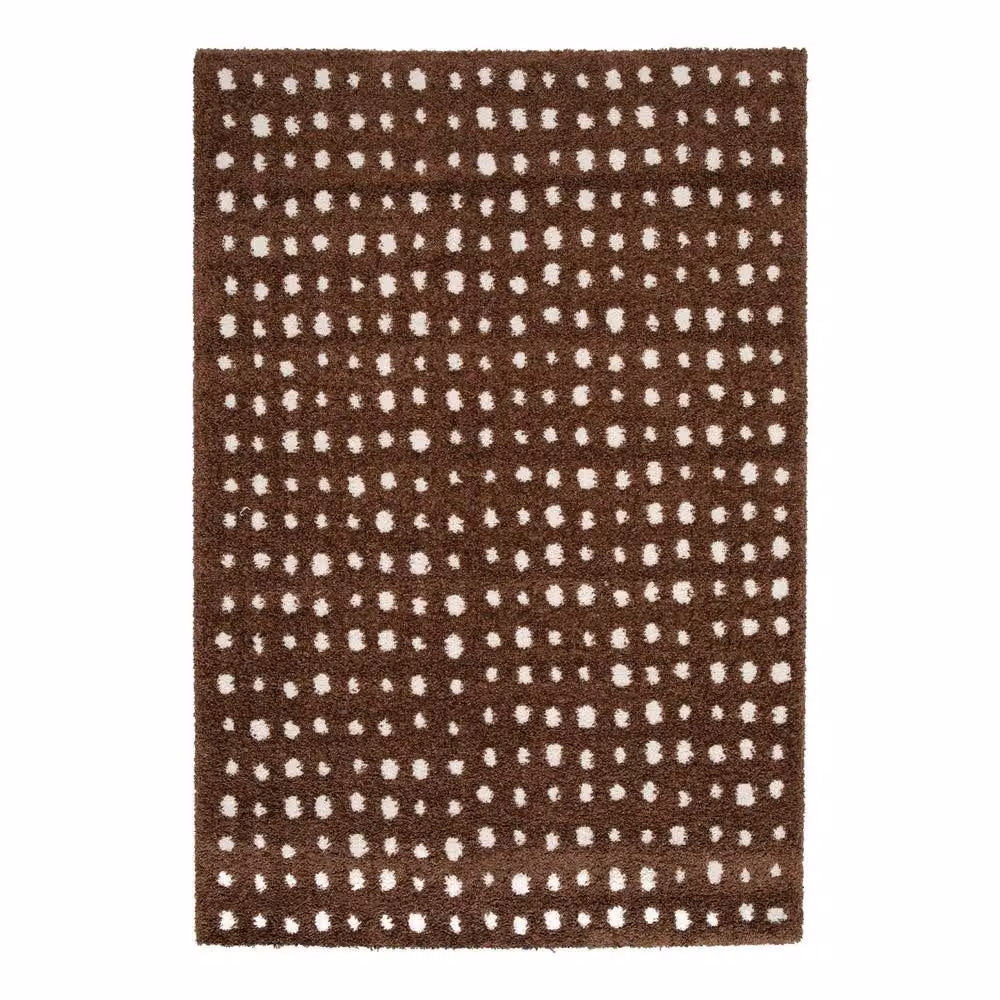 sweeek Modern Brown Indoor Rug with Cream Polka Dots, W: 120 cm, L: 170 cm – 2