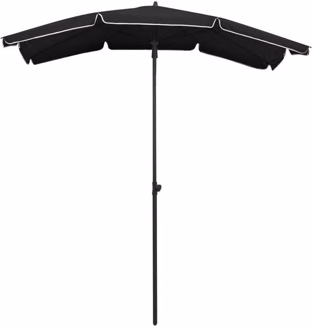 Berkfield Home Garden Parasol with Pole, Black, W: 200 cm, D: 130 cm