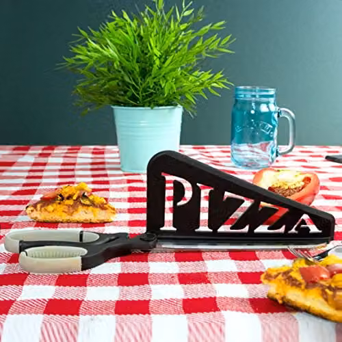 AddCore Black Pizza Scissors with Stainless Steel Blade and Plastic Cutter Guide – 3