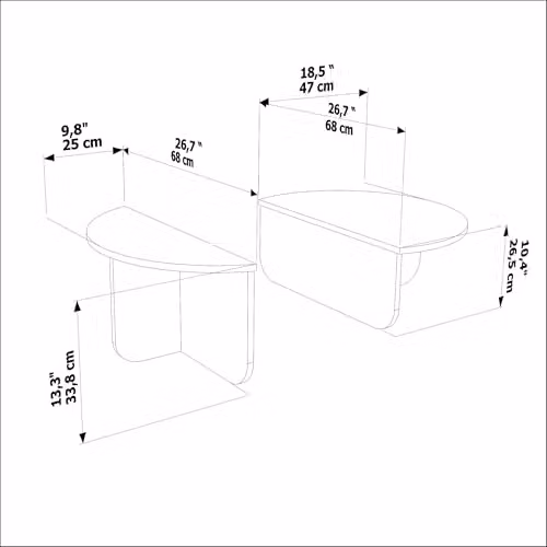 DECOROTIKA Alves Set of 2 Round Coffee Tables in Walnut – 2