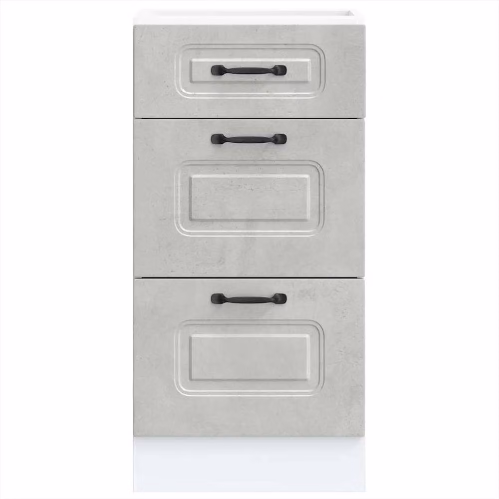 Berkfield Home Kalmar Kitchen Base Cabinet in Concrete Grey Engineered Wood, H: 81.5 cm x W: 40.0 cm x D: 46.0 cm – 2