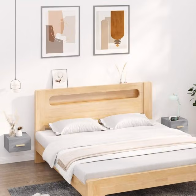 Berkfield Home Wall-mounted Bedside Cabinets, 2 Pack, Grey Sonoma, W/D/H: 35 x 35 x 20 cm