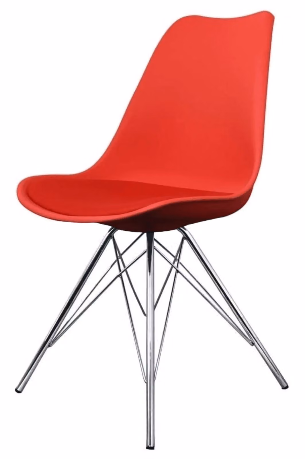 Fusion Living Soho Red Plastic Dining Chair with Chrome Metal Legs – 2