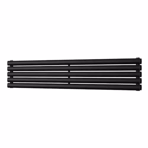 UK Radiators Omeara Axis Black Elliptical Tube Horizontal Designer Double Panel Radiator W: 140 cm, H: 29 cm – 2