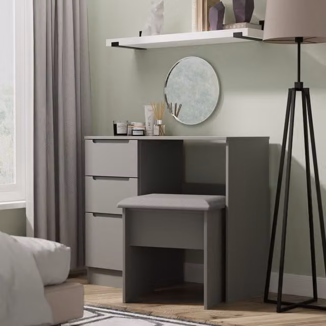 2 U Lucca Ready Assembled 3 Drawer Vanity in Dark Grey