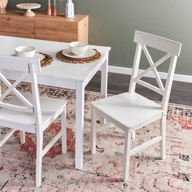 Wyld and Coco Set of 2 Cottage-Style White Poplar Wood Dining Chairs – 1
