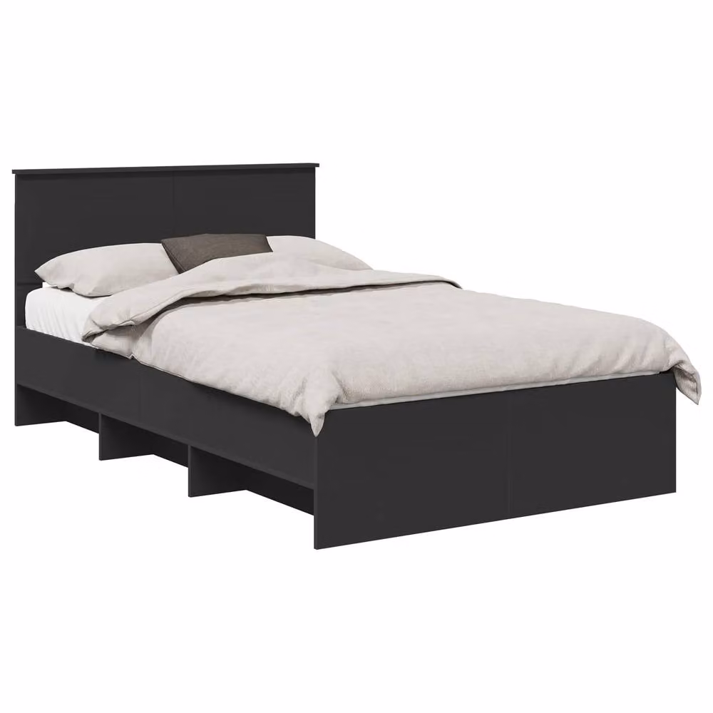 Berkfield Home Modern Bed Frame with Headboard in Black, MDF, W: 120 cm, H: 123 cm – 2