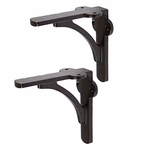 Hammer and Tongs Matt Black Curved Iron Shelf Bracket, Pack of 2