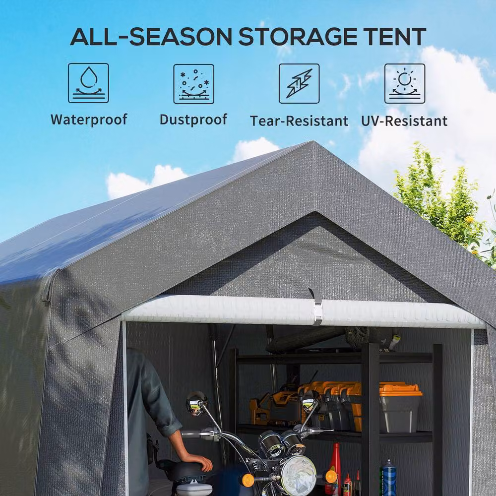 Rolipo Portable Garden Shed with Window in Dark Grey – 6