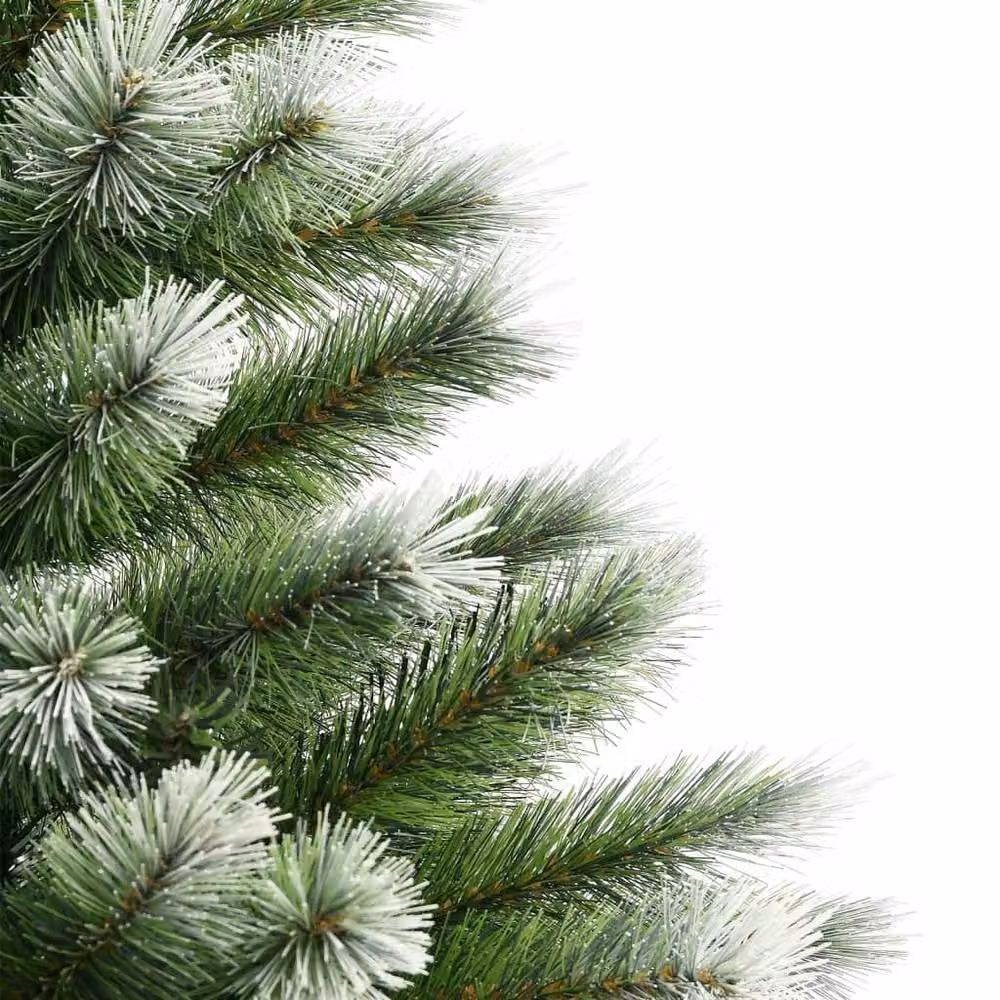Berkfield Home Artificial Hinged Christmas Tree with Flocked Snow, Green, Height: 210 cm – 4