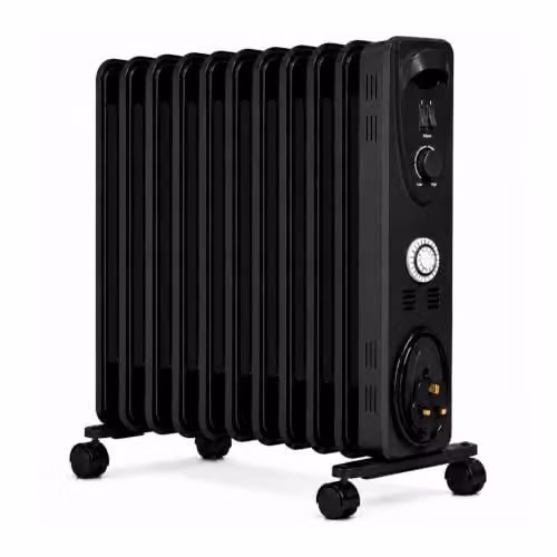 Mylek 2500W Oil Filled Radiator in Anthracite with Thermostat and Tilt Protection, H 63 cm x W 46 cm x D 46 cm – 1