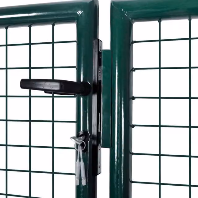 Berkfield Home Durable Green Galvanised Steel Swing Fence Gate W: 306 cm, H: 175 cm – 1