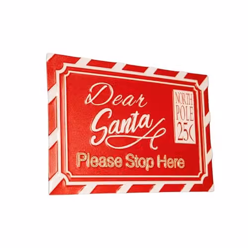 Samuel Alexander Red and White Dear Santa Stop Here Hanging Metal Christmas Decoration, 29 cm – 2