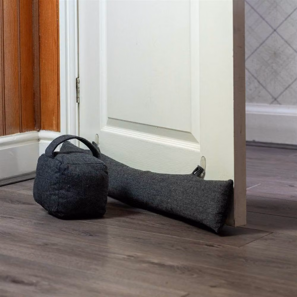 Nicola Spring Herringbone Door Stop and Draught Excluder Set in Grey – 3