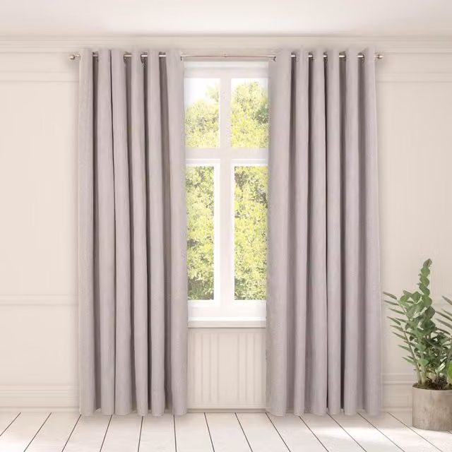 OHS Silver Blackout Eyelet Curtains, Pair, Height: 183 cm