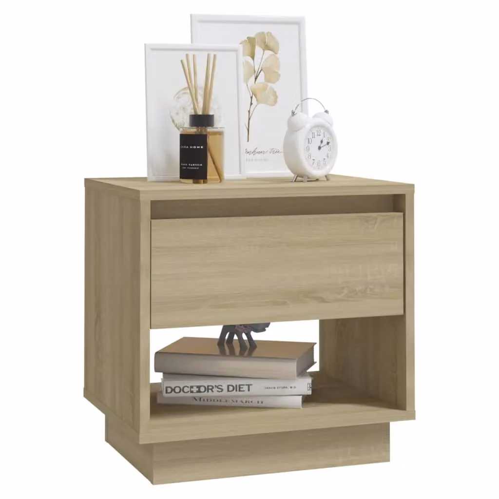 Berkfield Home Sonoma Oak Bedside Cabinet in Beige, W/D/H: 45 x 34 x 44 cm – 3