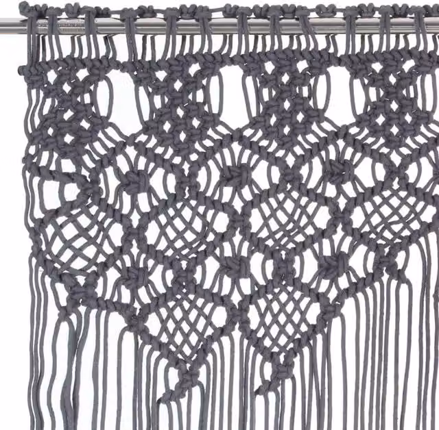 Berkfield Home Macrame Curtain in Anthracite Grey, W/H: 140 x 240 cm