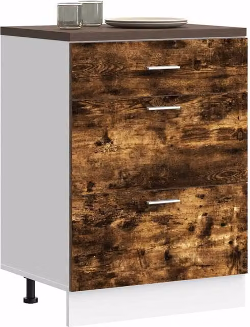 Berkfield Home Freestanding Kitchen Base Unit in Smoked Oak Brown Matt Engineered Wood – 1