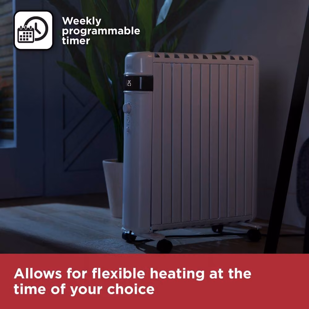 Black & Decker 2.5kW Digital Oil Free Convector Heater in White with App Control and Timer – 3