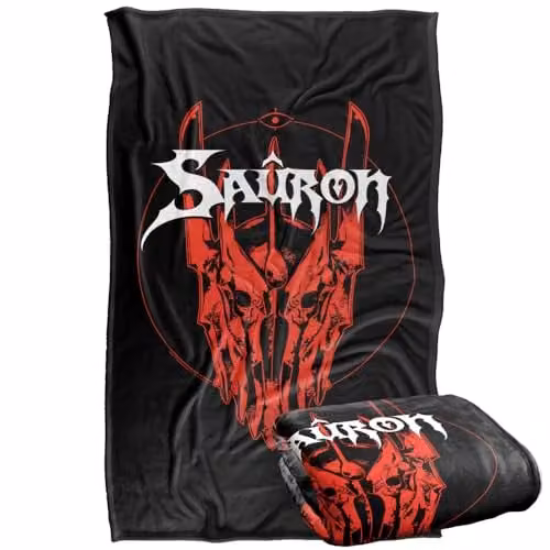 Warner Bros. The Lord of the Rings Sauron Helmet Band Super Soft Fleece Throw Blanket, Multicolour, W: 91.44 cm, D: 147 cm
