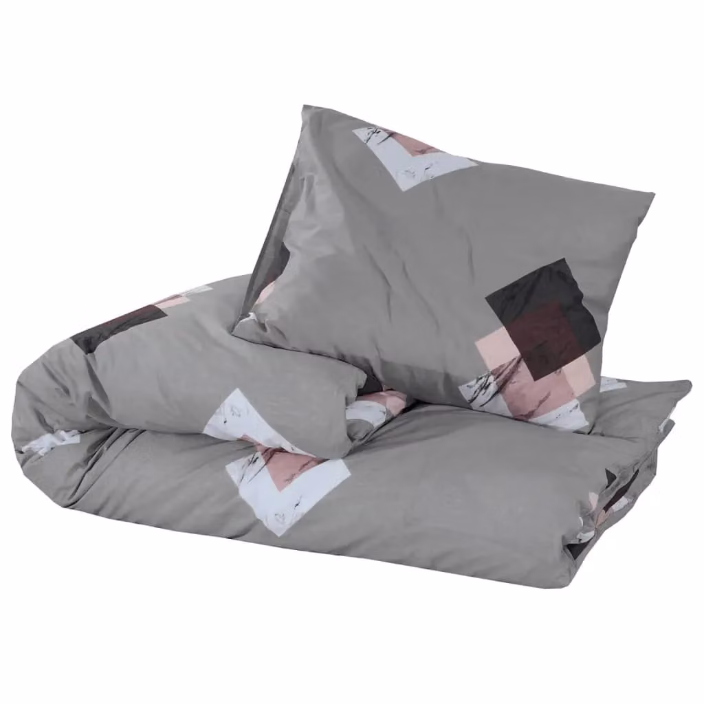 Berkfield Home Grey Cotton Duvet Cover and Pillowcase Set – 3