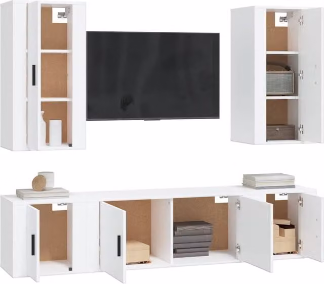 Berkfield Home Classic 5 Piece TV Cabinet Set in White MDF – 1