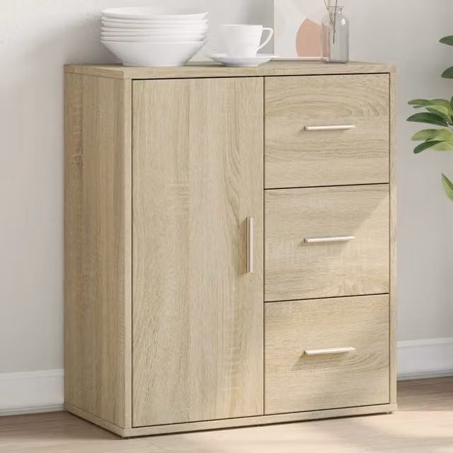 Berkfield Home Sonoma Oak Sideboard in Brown, W/D/H: 60 x 31 x 70 cm