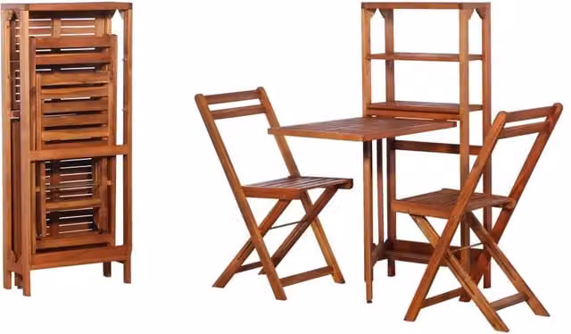 Berkfield Home 3 Piece Folding Bistro Set in Brown Solid Acacia Wood – 1