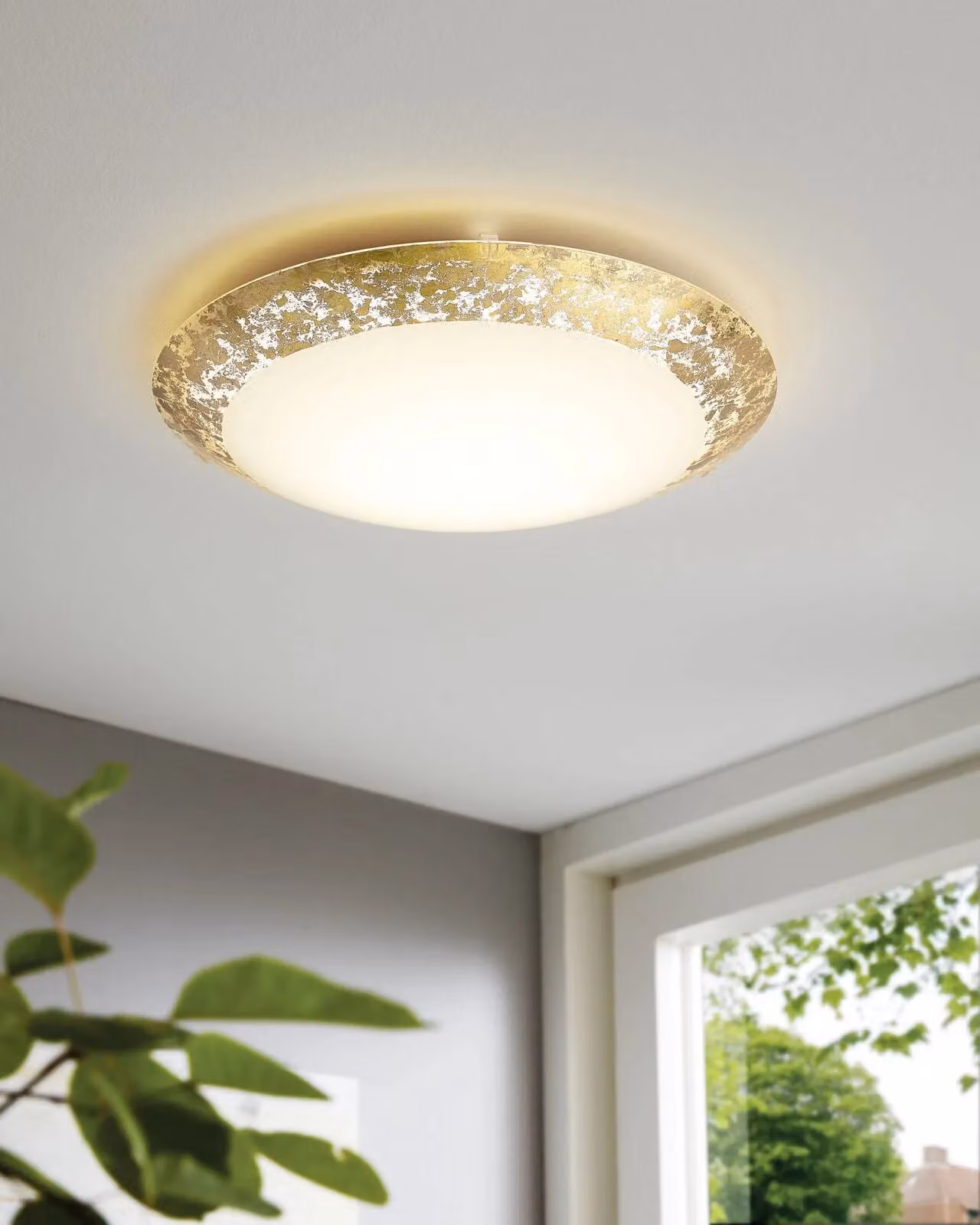 Loops 2 Pack LED Ceiling and Wall Light in White and Gold with Glass Shade, 16W – 2