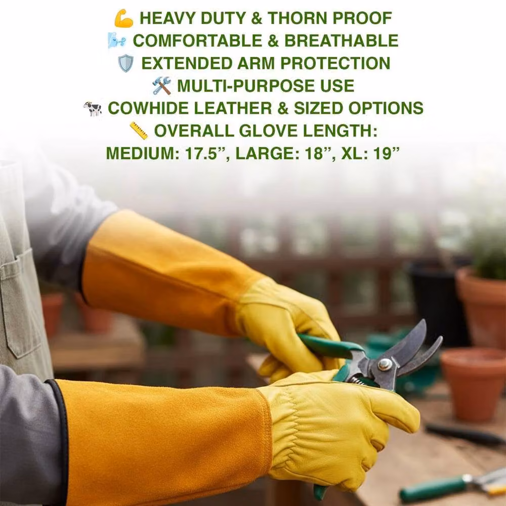 SPETLEK Thorn Proof Gauntlet Gardening Gloves, Large, Yellow – 3
