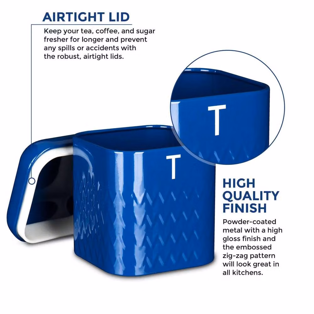 FLAVORA 4pc Airtight Metal Storage Canister Set in Blue – 3