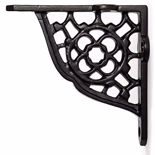 Hammer and Tongs Honeycomb Iron Wall Mounted Shelf Brackets, Pack of 2, Matt Black – 3