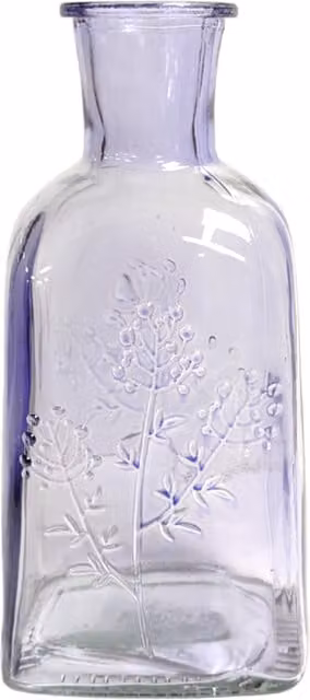 Kingsbury Gifts Purple and Green Embossed Floral Glass Tabletop Vase