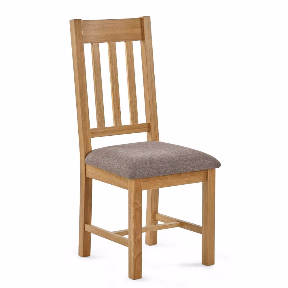 Cheshire Elmhurst Classic Dining Chairs, Set of 2, Oak Wood with Grey Fabric Upholstery – 2