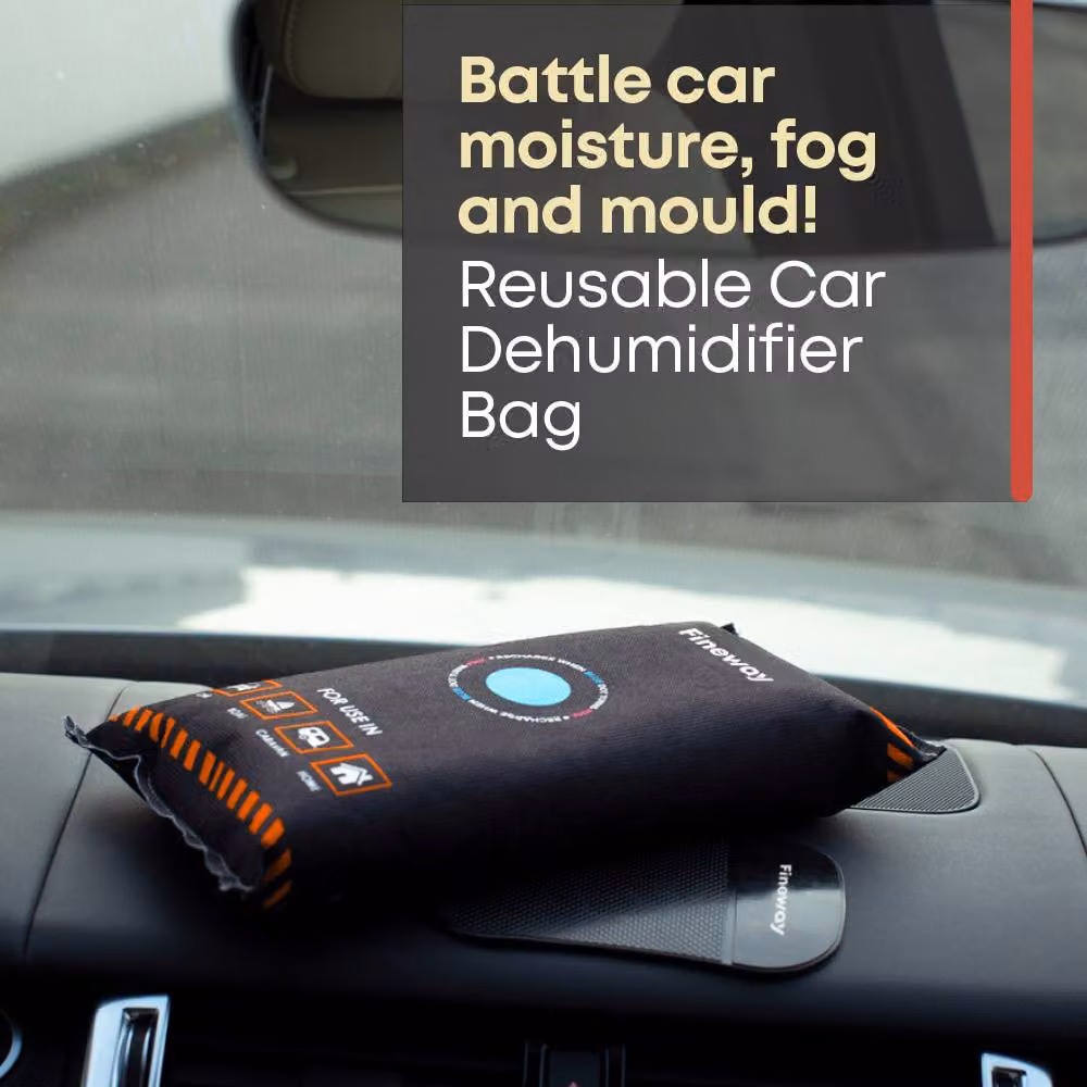 LIVIVO Reusable Car Dehumidifier Bag with Anti-Slip Pad, Black, 1kg – 2