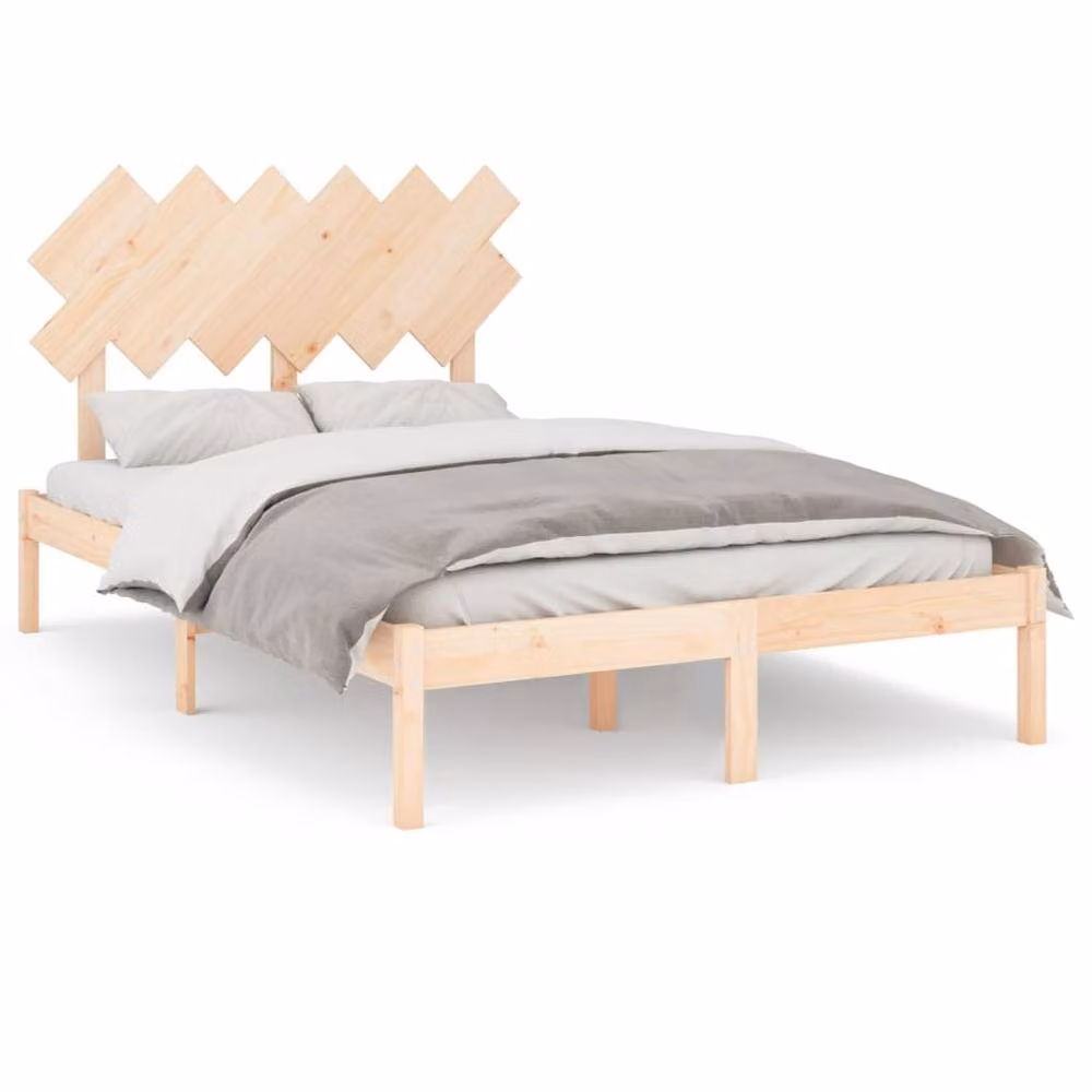 Berkfield Home Small Double Bed Frame in Brown Solid Pine Wood, W/D/H: 120 x 200 cm – 2
