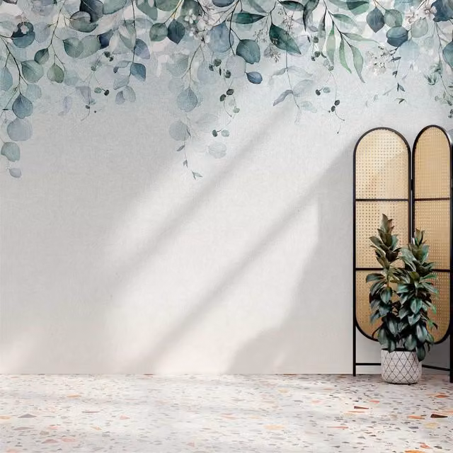 Superfresco Easy Botanical Cascade Duck Egg Print Floral Wall Mural in Blue, W: 300 cm, H: 280 cm – 1